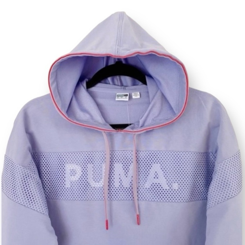 PUMA Lavender Cropped Terry Hoodie - Lightweight Spring Athleisure - Small NWT - Picture 4 of 14